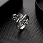 Titanium Steel Octopus Rings Gothic Deep Sea Monster Squid Finger Punk Tentacles Ring Adjustable Size Personality Jewelry Gift