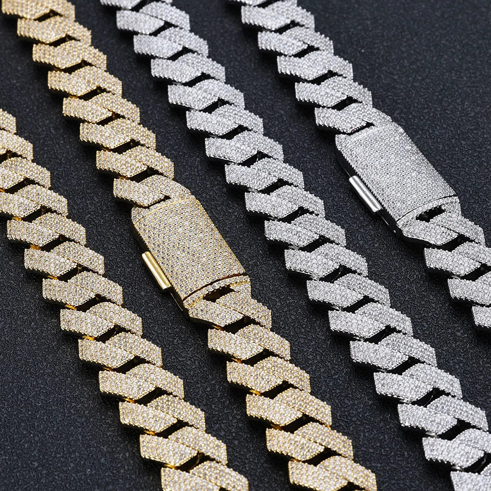 Iced Out Cuban Chain Necklace Stainless Steel 15MM