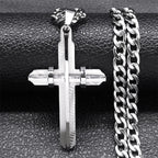 3D Cross Stainless Steel Pendant Necklace