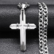 3D Cross Stainless Steel Pendant Necklace