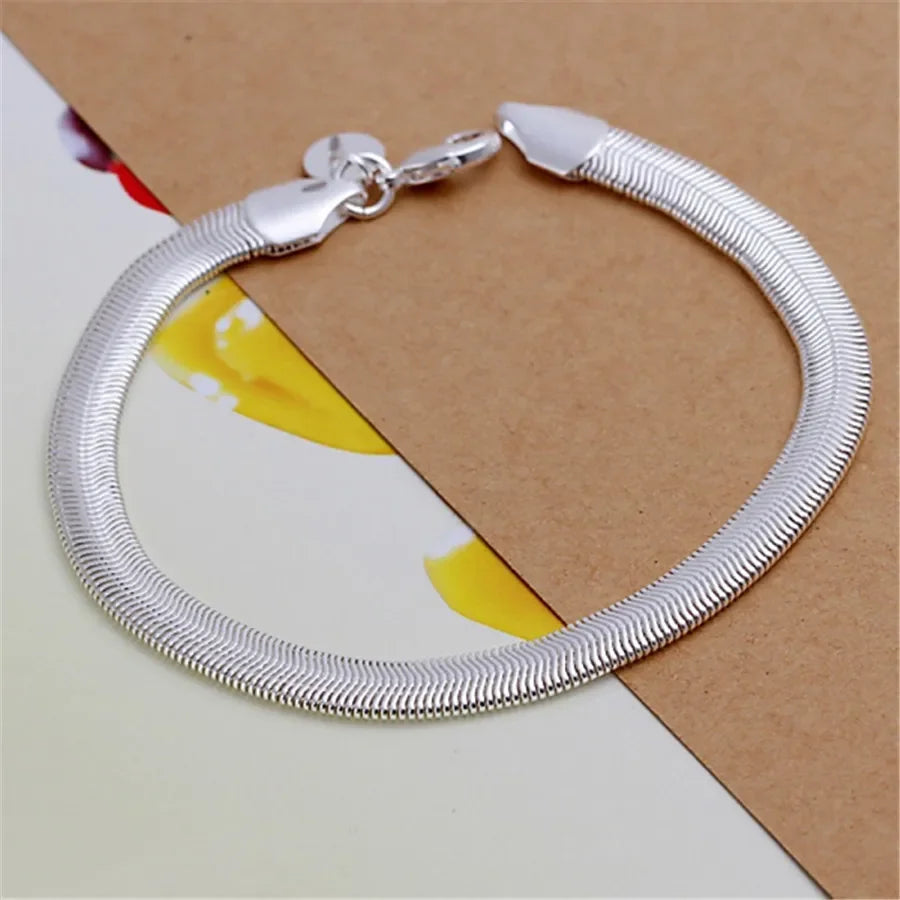 Twisted Chain Bracelet for Men & Women — Silver-Tone, Simple