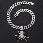 Bold Hip Hop Cuban Chain Necklace with Spider Pendant – Trendy Men's Gothic Jewelry, Punk Streetwear Accessory