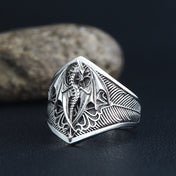 Dragon Signet Ring — Silver-Tone