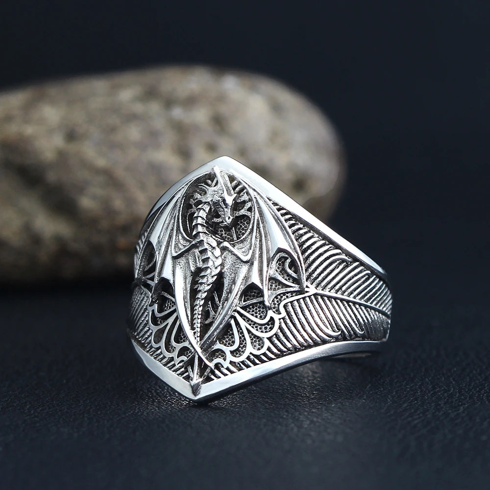 Dragon Signet Ring — 925 Silver