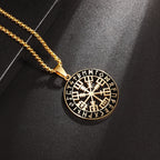 Vintage Scandinavian Pendant Necklace Stainless Steel Nordic Compass Valknut Rune Jewelry Men Women Fine Jewelry