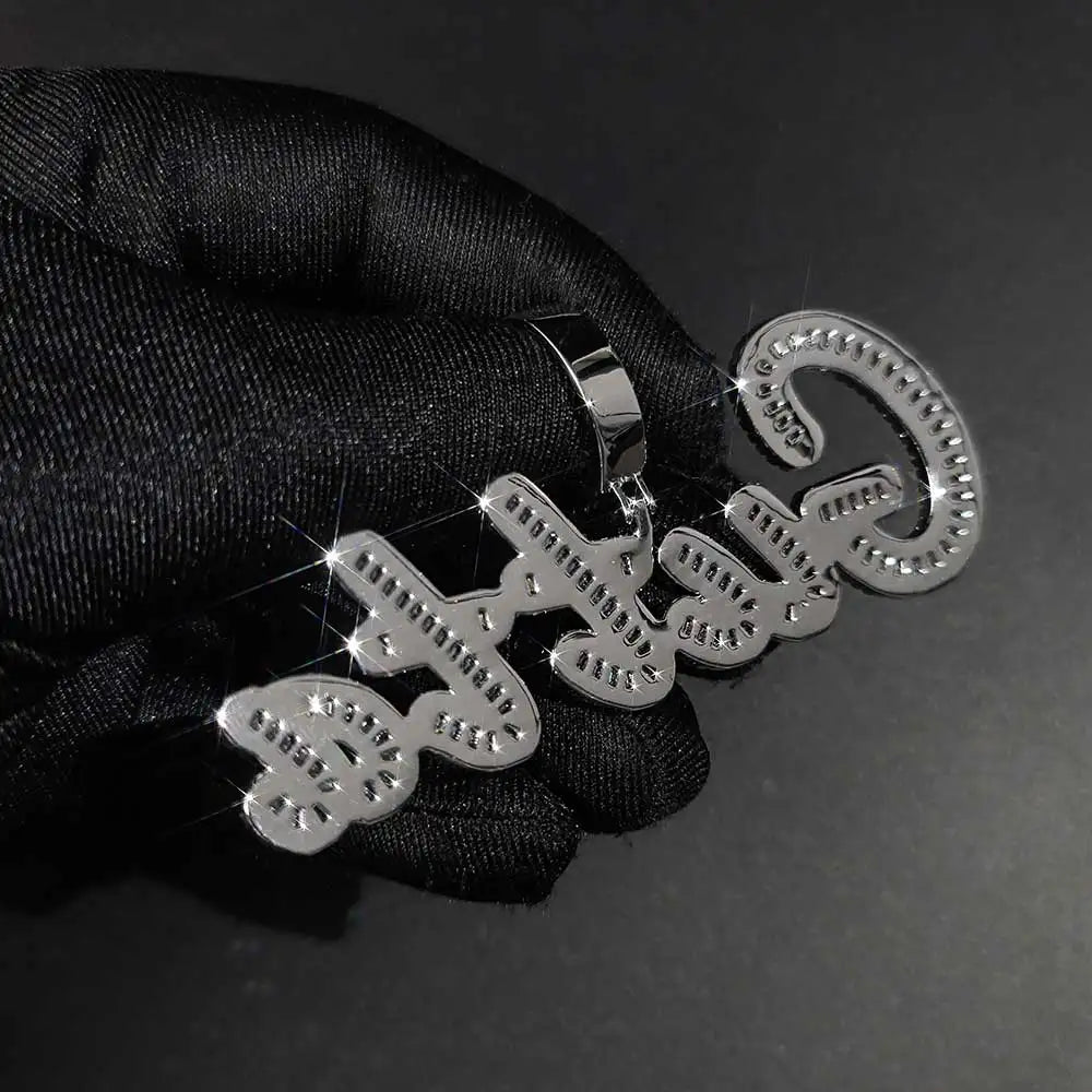 Iced Out Letter Pendant Necklace Gold