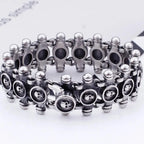 Gothic Men's Skull Heads Link Chain Bracelet for Man Punk Rock Stainless Steel Unique Masculine Skeleton Jewelry Gifts
