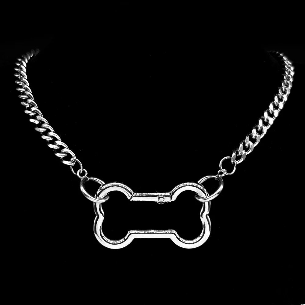 Y2K Dogs Bone Pendant Necklace Cool Accessories Cute Diy Chain For Women Girl Punk Korean Stainless Steel Male Party