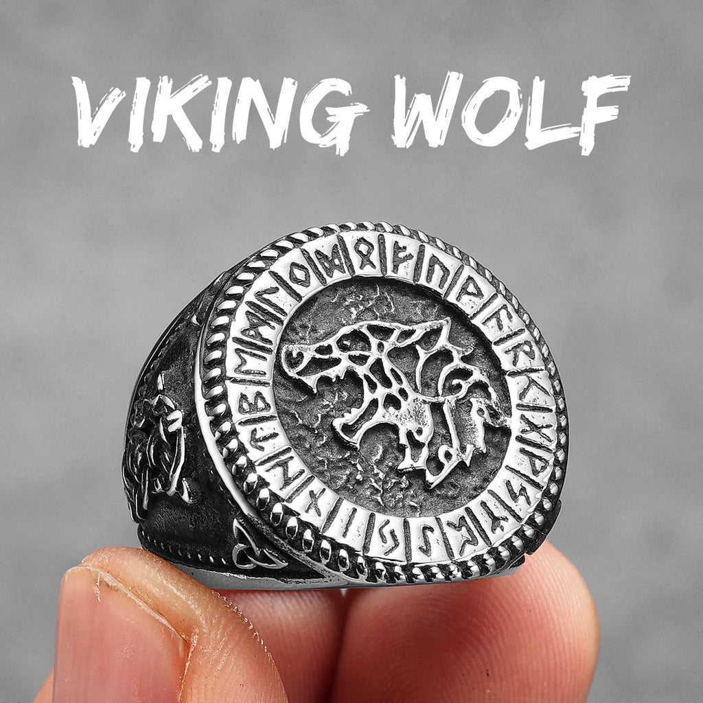 Ursa Bear Viking Rune Wolf Ring — Stainless Steel