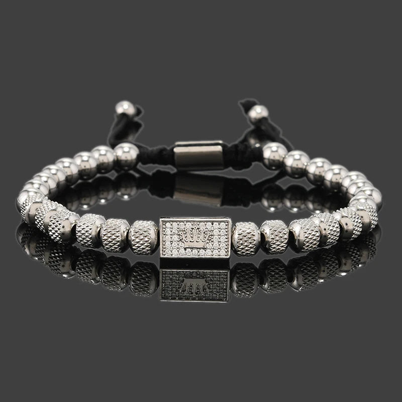 Crown Beads Charm Bracelet — Stainless Steel