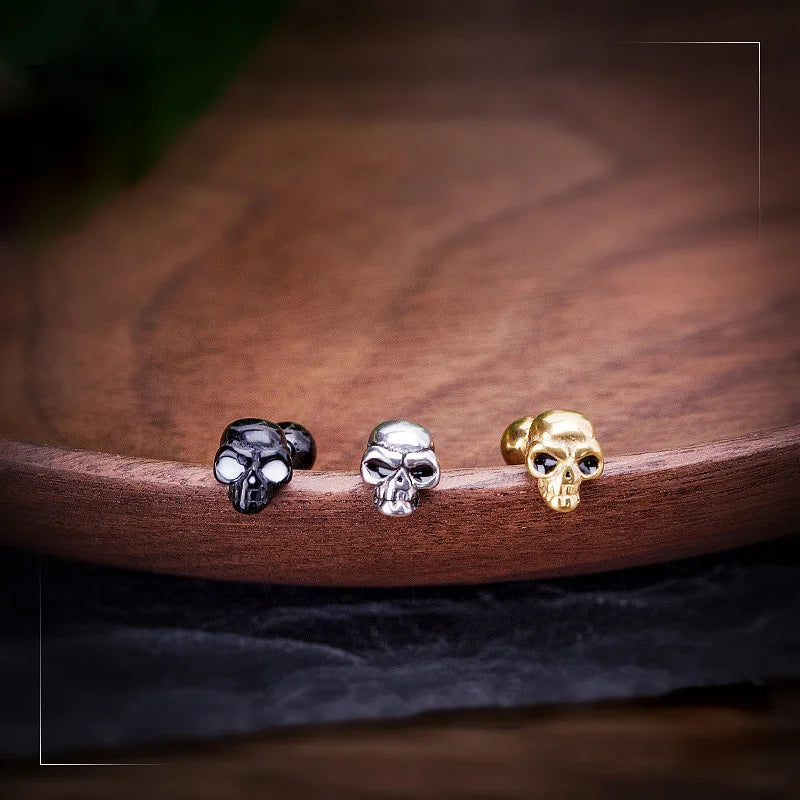 Gold Skull Stud Earring Stainless Steel