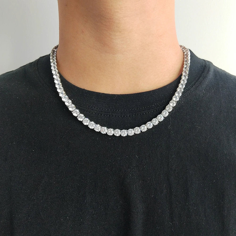 Iced Out Tennis Chain Necklace Stainless Steel