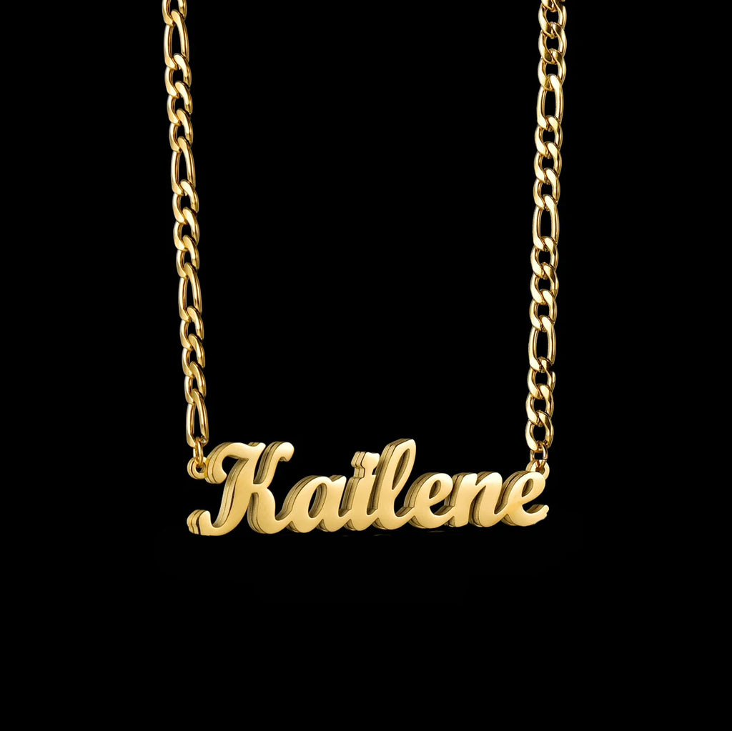 Atoztide Personalized Customized Brand Logo Names Pendant Necklace Stainless Steel Thick Chain for Men Women Jewelry