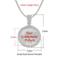 Large Round Photo Customized Pendant Necklace For Women Men Full Zirconia Neck Chain Hiphop Jewelry Memory Couple