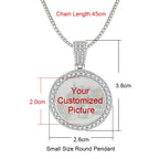 Large Round Photo Customized Pendant Necklace For Women Men Full Zirconia Neck Chain Hiphop Jewelry Memory Couple