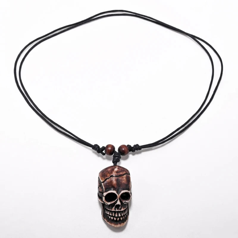 FX020 Ox bone carving necklace skull pendant Punk Choker Retro Jewelry Tribal style Imitation Yak Bone necklace Amulet