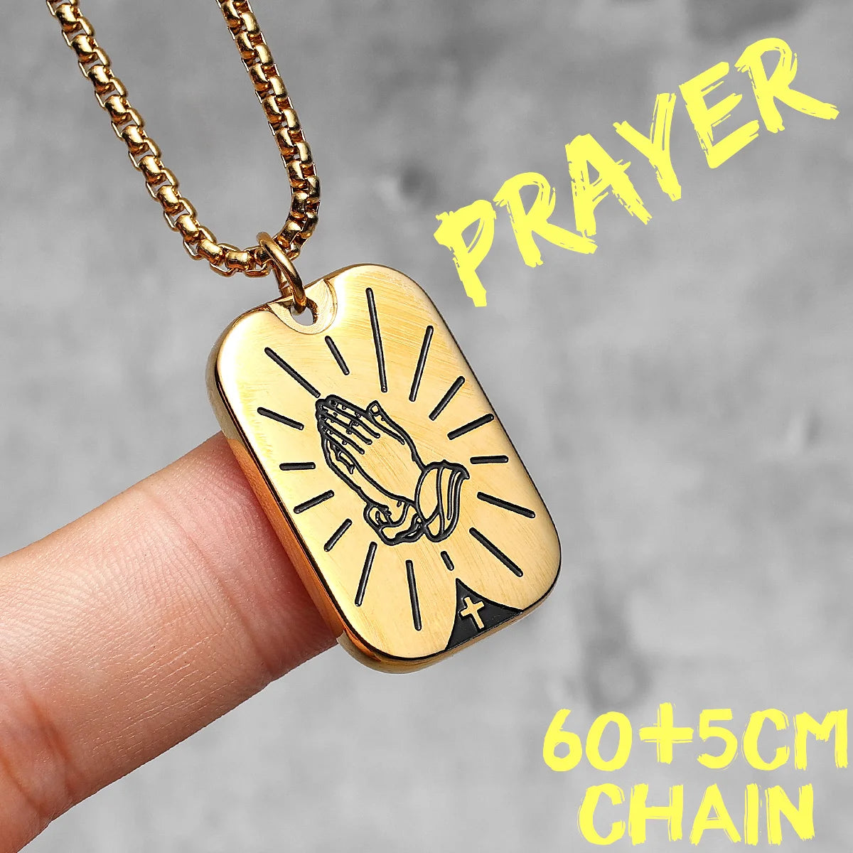 Praying Hands Cross Pendant — Stainless Steel