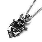 Viking Horned Skull Pendant Necklace — Nordic
