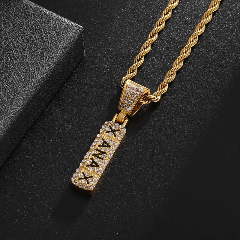 Zircon Long Pendant Necklace — Zinc Alloy