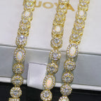 Tennis Chain Necklace Stainless Steel Opal Diamond