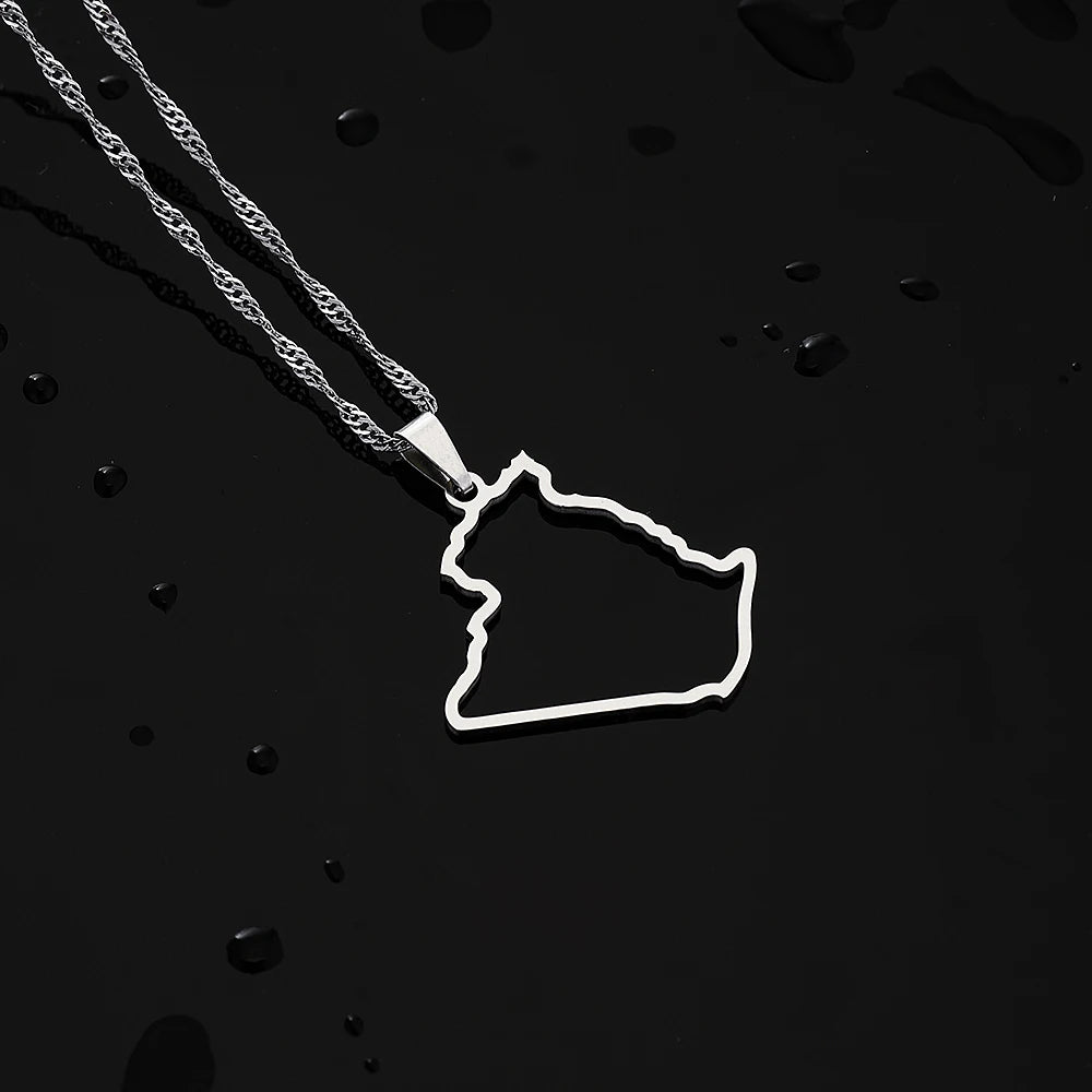 Algeria Map Pendant Necklace — Stainless Steel