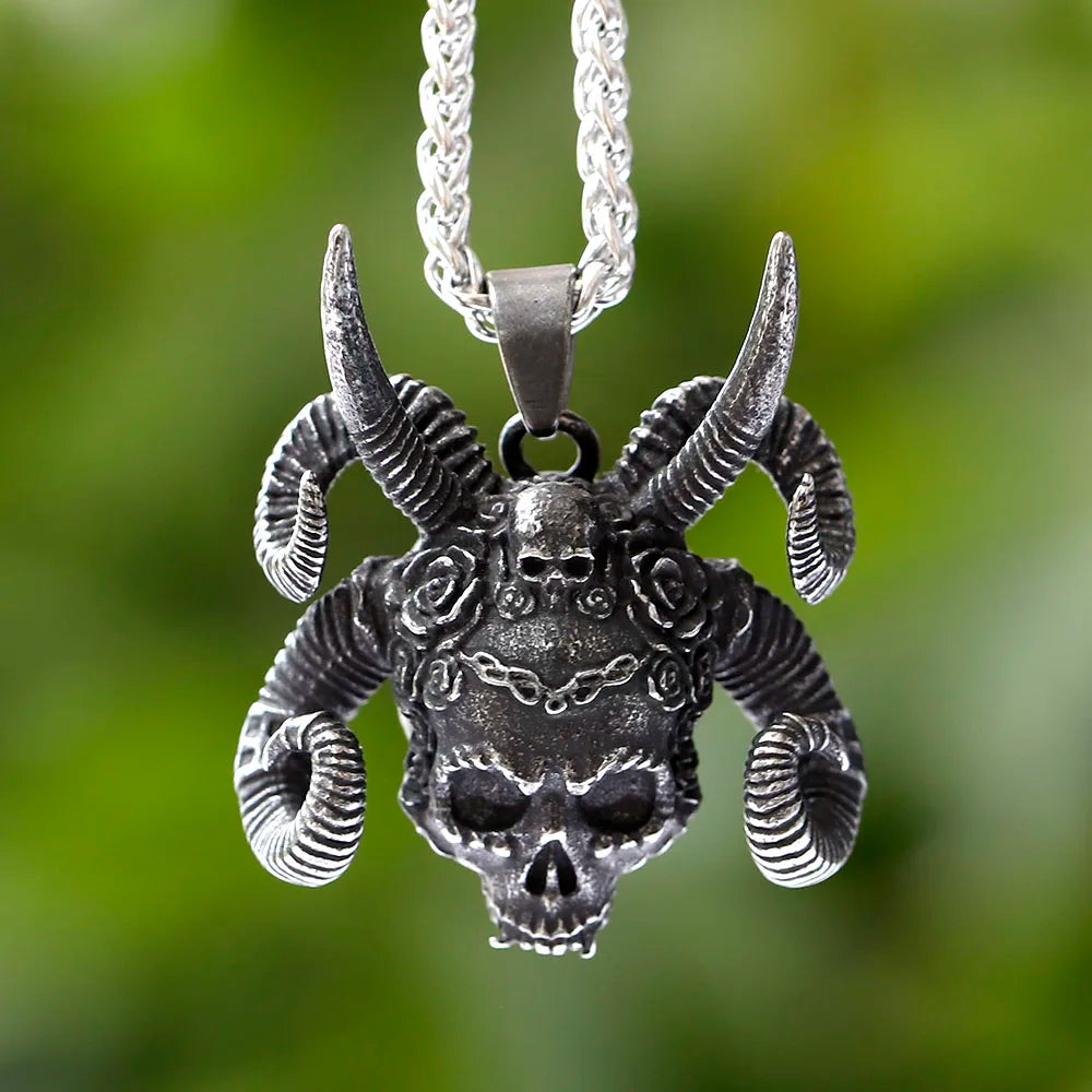 Vintage Skull Stainless Steel Pendant Necklace