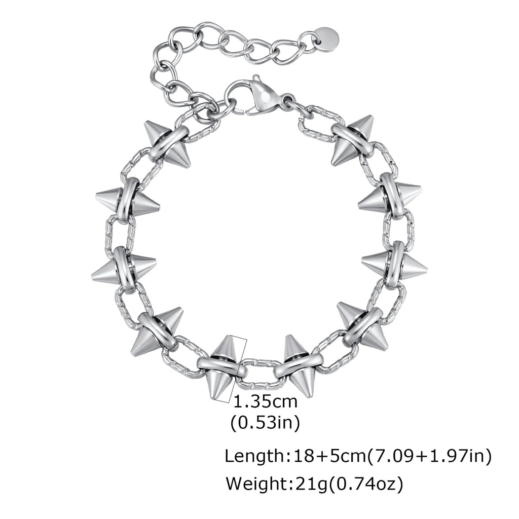 Gothic Spike Rivet Link Bracelet — Stainless Steel