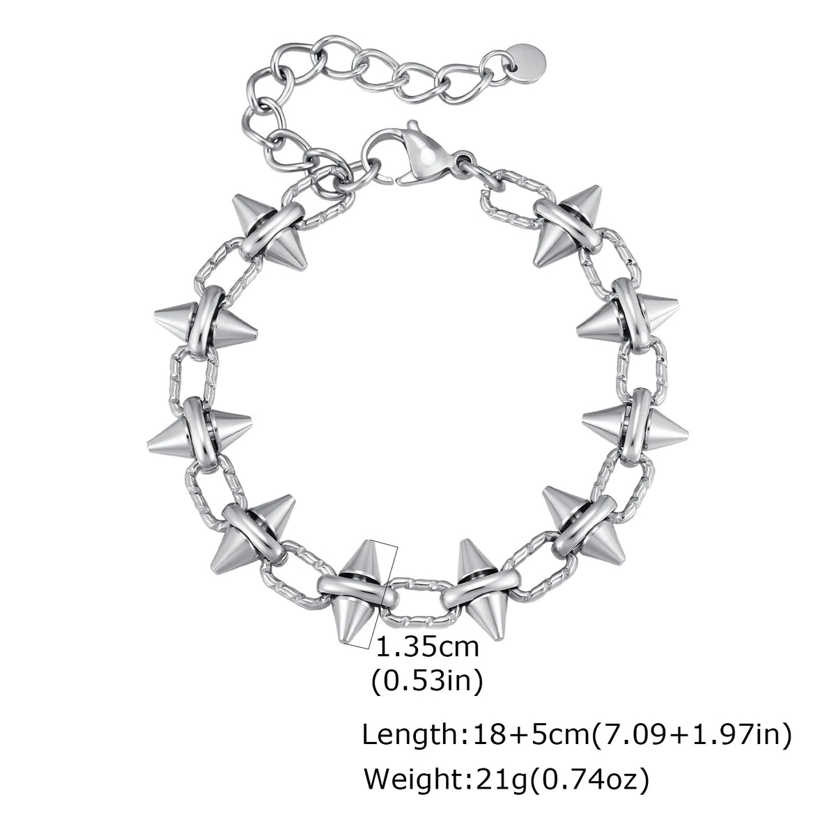 Gothic Spike Rivet Link Bracelet — Stainless Steel
