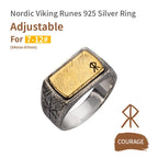Nordic Hammer Ring Silver Inlaid Copper Viking Rune Silver Jewelry