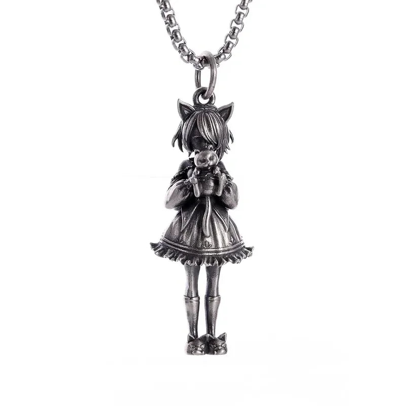 Cat Wings Animal Pendant Necklace — Silver