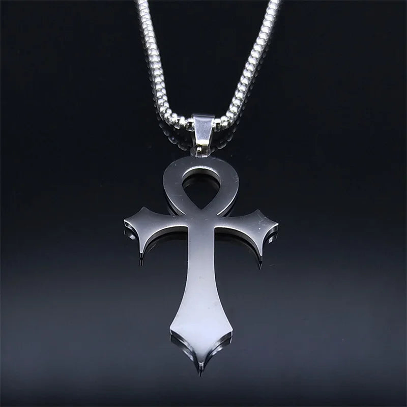 Gothic Ankh Cross Pendant Necklace — Stainless Steel