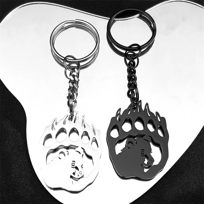 Key Steel Chain Gothic Witchcraft Bear Paw Hollow