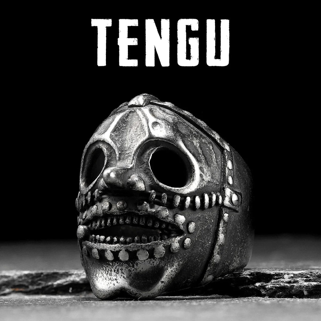 Tengu Skull Ring Black — Stainless Steel