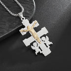 Jesus Christ Cross Mens Necklace Gold Color Cross Religious Pendant Necklace Accessory Chain Accessories