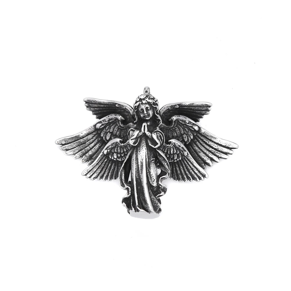Angel Wings Steel Pendant Vintage Praying Hand