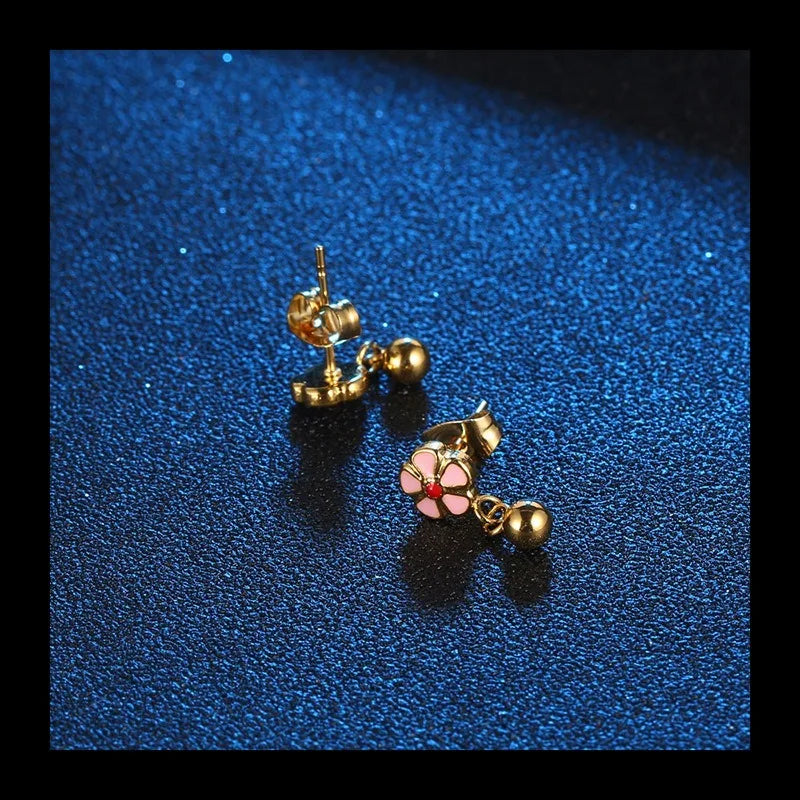 Flower Stud Earrings — Stainless Steel