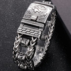 Religious Man Bracelet Stainless Steel 22MM Width Buddhist Scriptures Link Men's Bracelets Leather Wristband On Hand