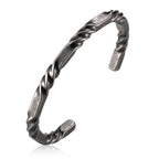Twisted Open Bangle Bracelet — Stainless Steel