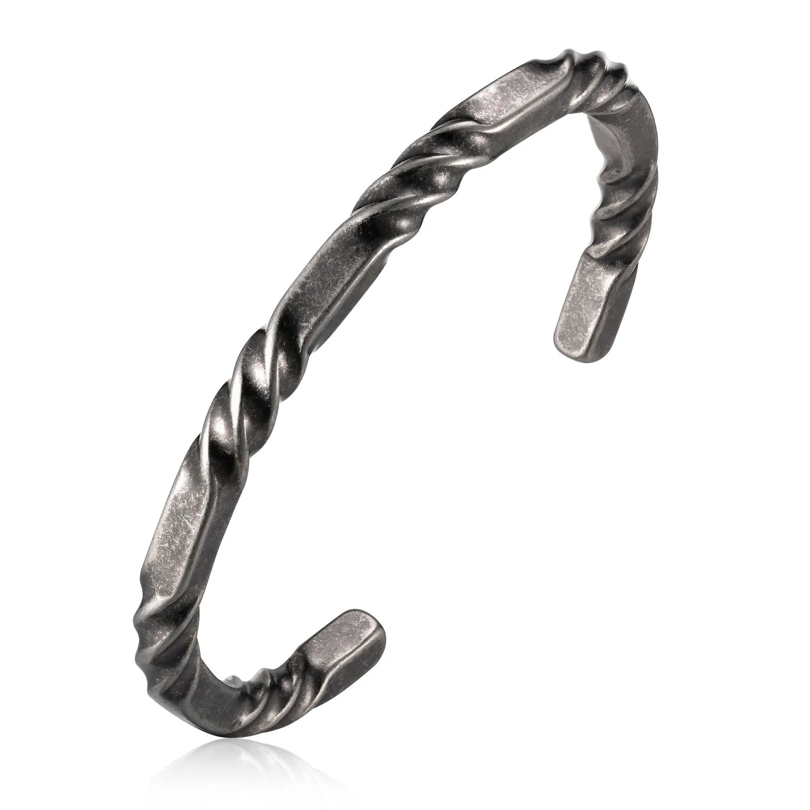 Twisted Open Bangle Bracelet — Stainless Steel