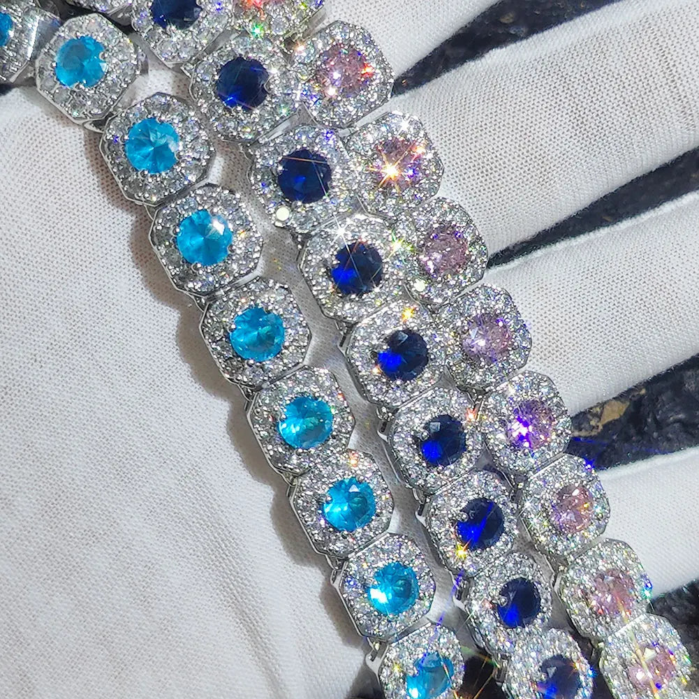 Tennis Chain Necklace Stainless Steel 12MM Cluster