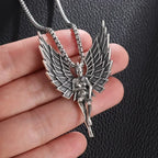 Delicate Antique Silver Color Seraph Prayer Good Luck Necklace Pendant Men Women Anniversary Amulet Jewelry Gift