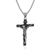 Chunky Vintage Jesus Cross Pendant Necklace