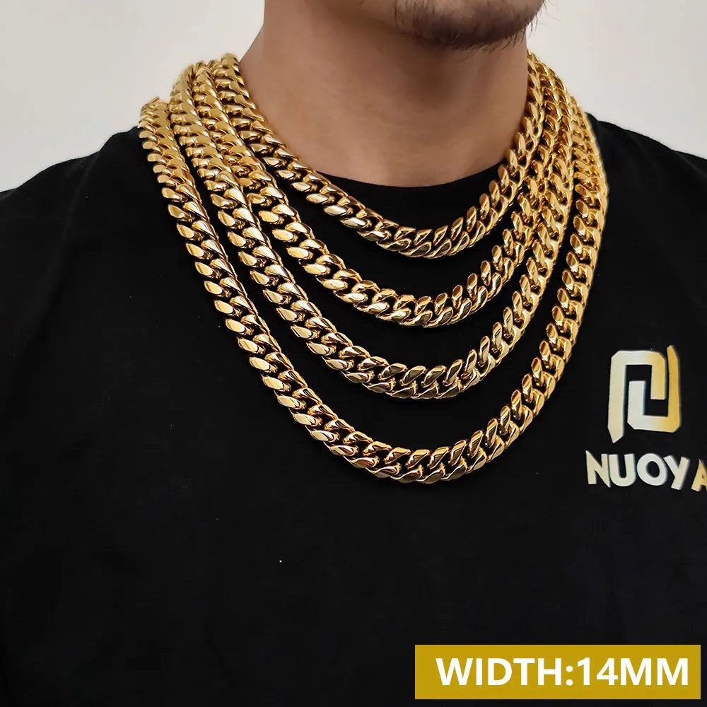 Stainless Steel Cuban Chain Necklace Miami 8/10/12MM