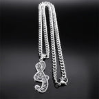 Piano Note Silver Pendant Necklace — Stainless Steel
