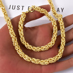 Minimalist Braided Chain Necklace Bracelet Set Lobster Clasp