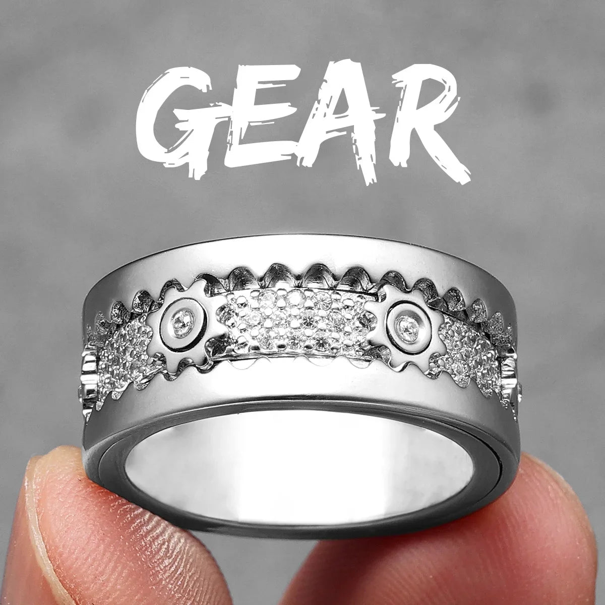 Fidget Spinner Gemstone Ring — Stainless Steel