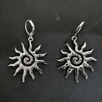 Fashion Vintage Chic Sun Shaped Pendant Necklace Stainless Steel Earrings Statement Golden Fashion Jewlery Accessories