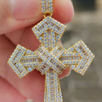 Iced Out Cross Pendant Baguette CZ Jesus