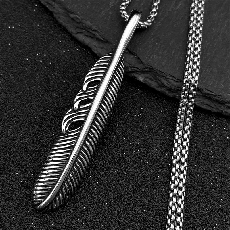 Silver Pendant Vintage Feather Leaf Shaped Sweater
