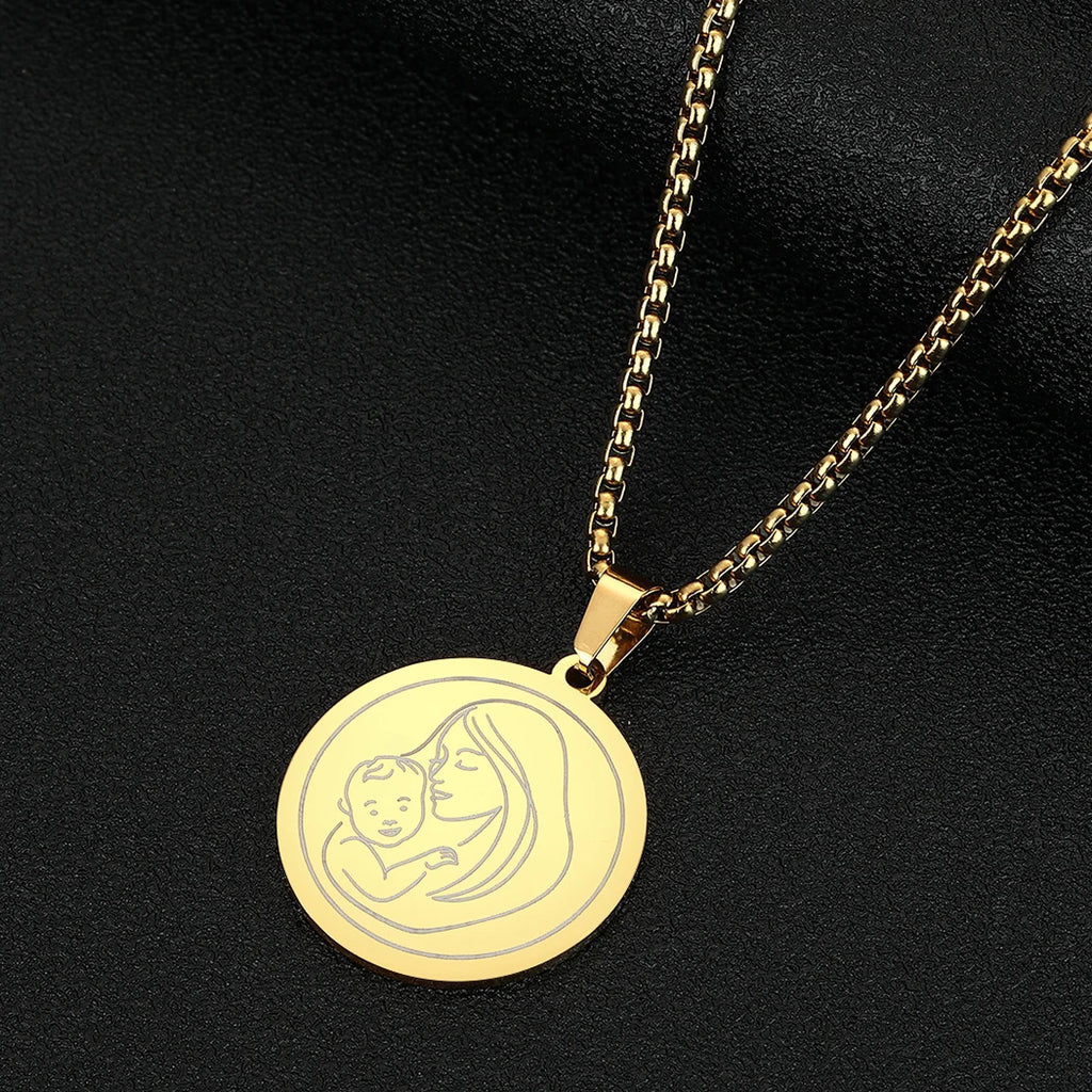 Viking Calendar Rune Medallion Pendant Necklace — Stainless Steel